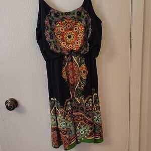 Maurices Black and Vibrant Patterned Midi Dress